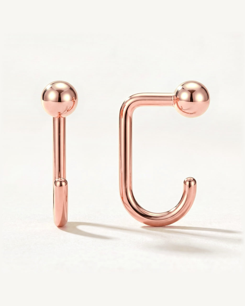 Ball Open Hoop, 18K Rose Gold Vermeil, shown front and side