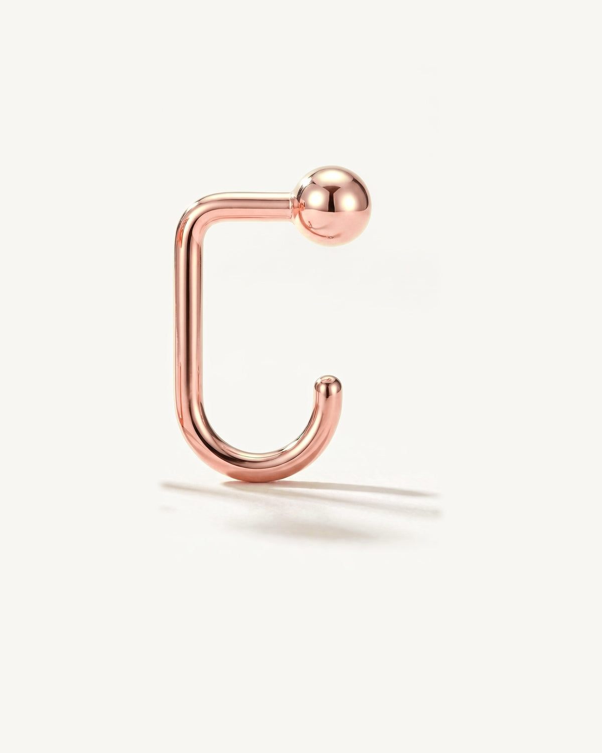 Ball Open Hoop, 18K Rose Gold Vermeil, from the side, close up