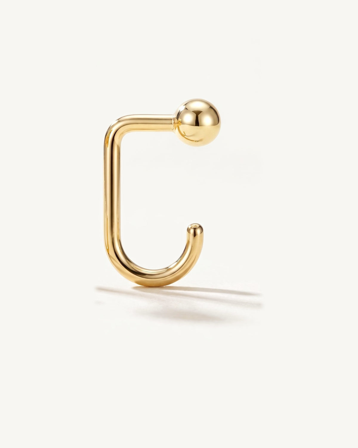Ball Open Hoop, 18K Gold Vermeil, from the side, close up