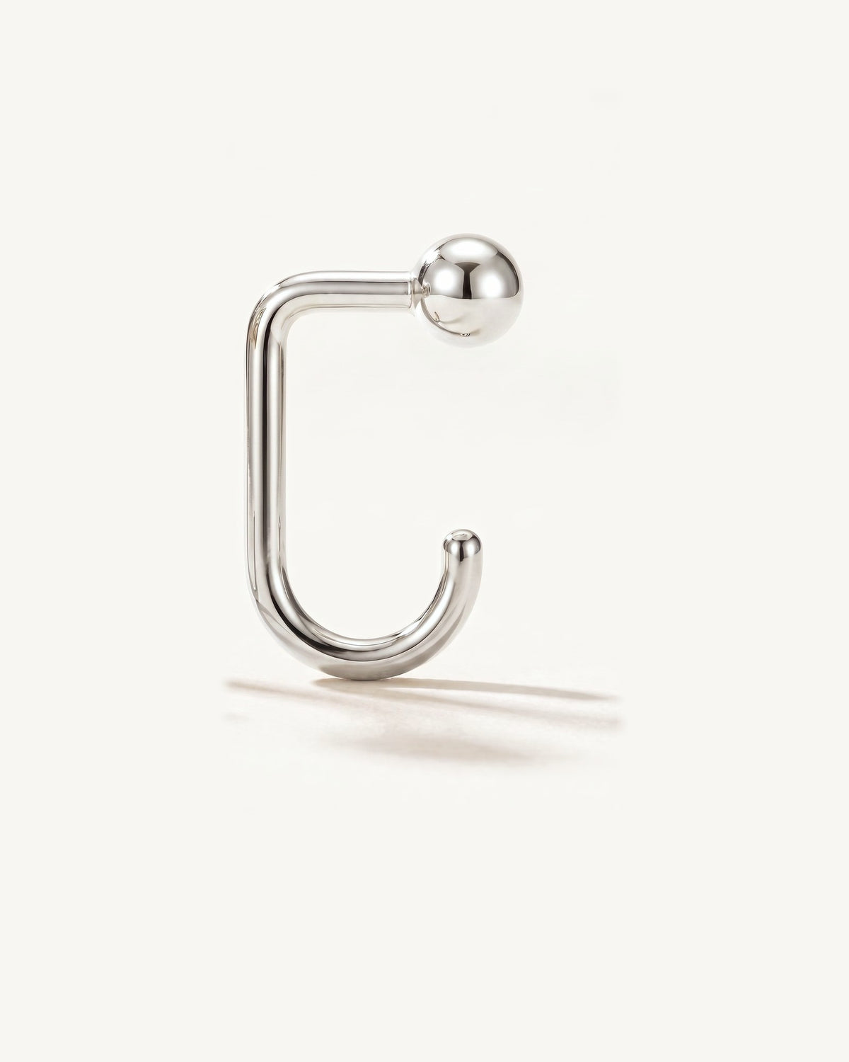 Ball Open Hoop, Sterling Silver, from the side, close up
