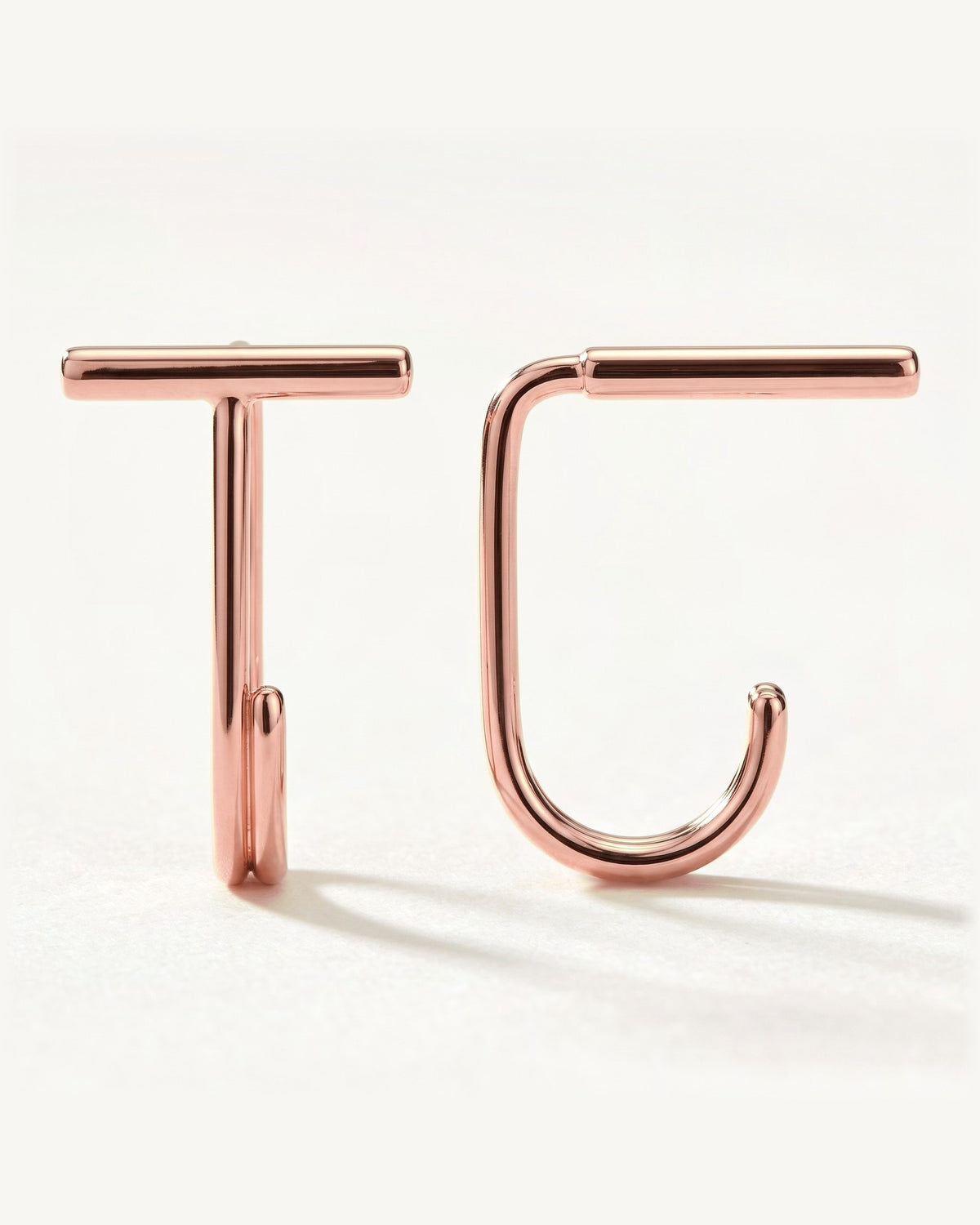 Bar Open Hoop, 18K Rose Gold Vermeil, shown front and side