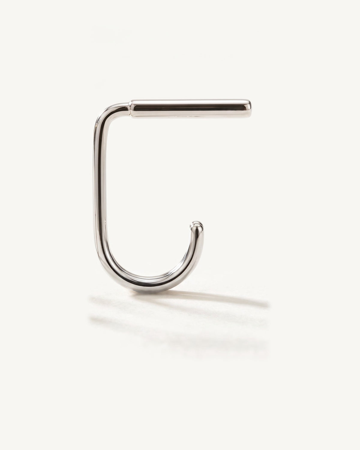 Bar Open Hoop, Sterling Silver, from the side, close up