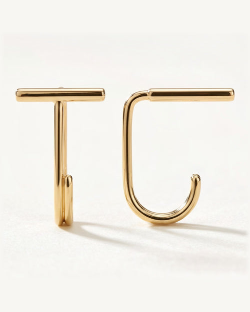 Bar Open Hoop, 18K Gold Vermeil, shown front and side