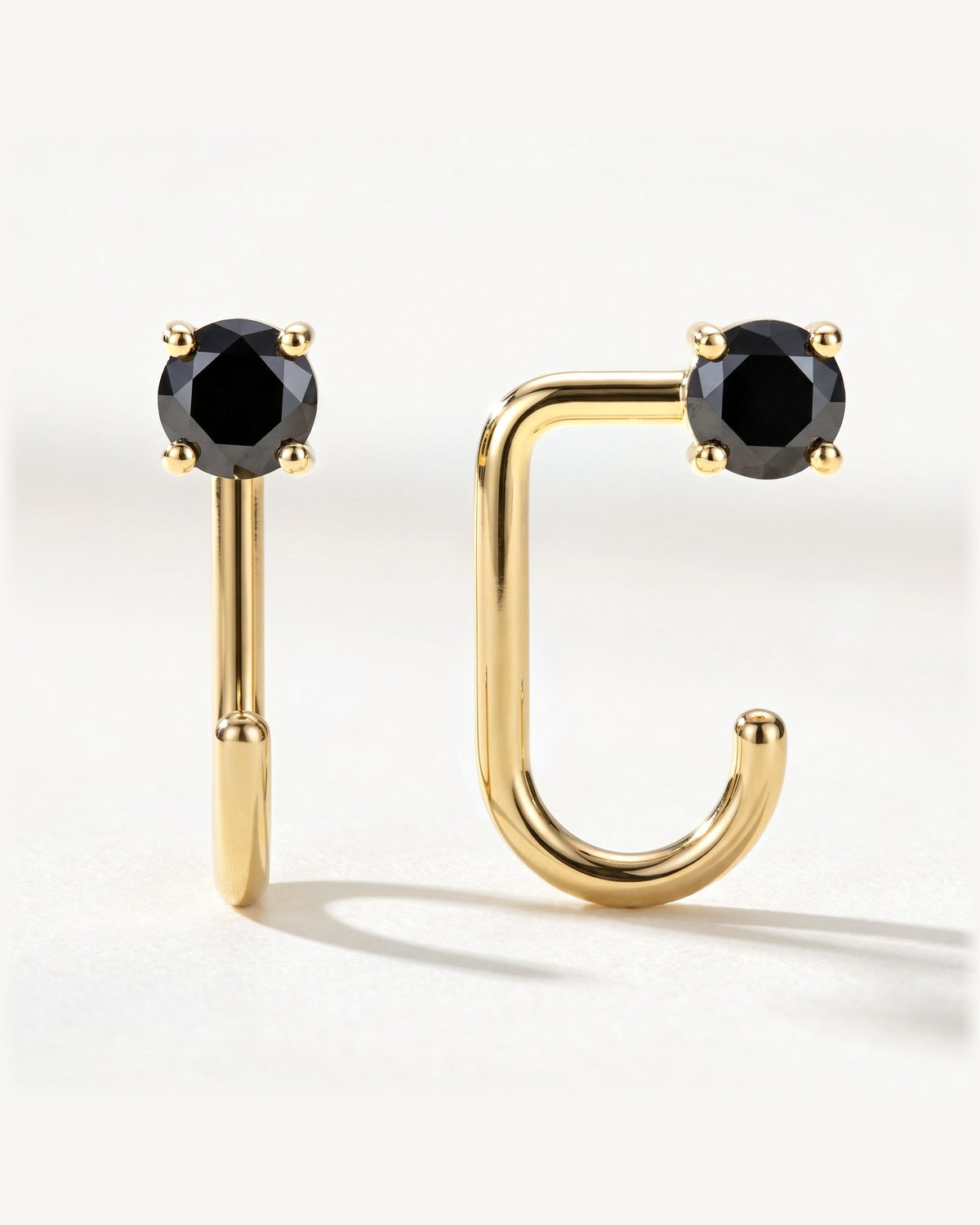 Black Round Open Hoop, 18K Gold Vermeil, shown front and side