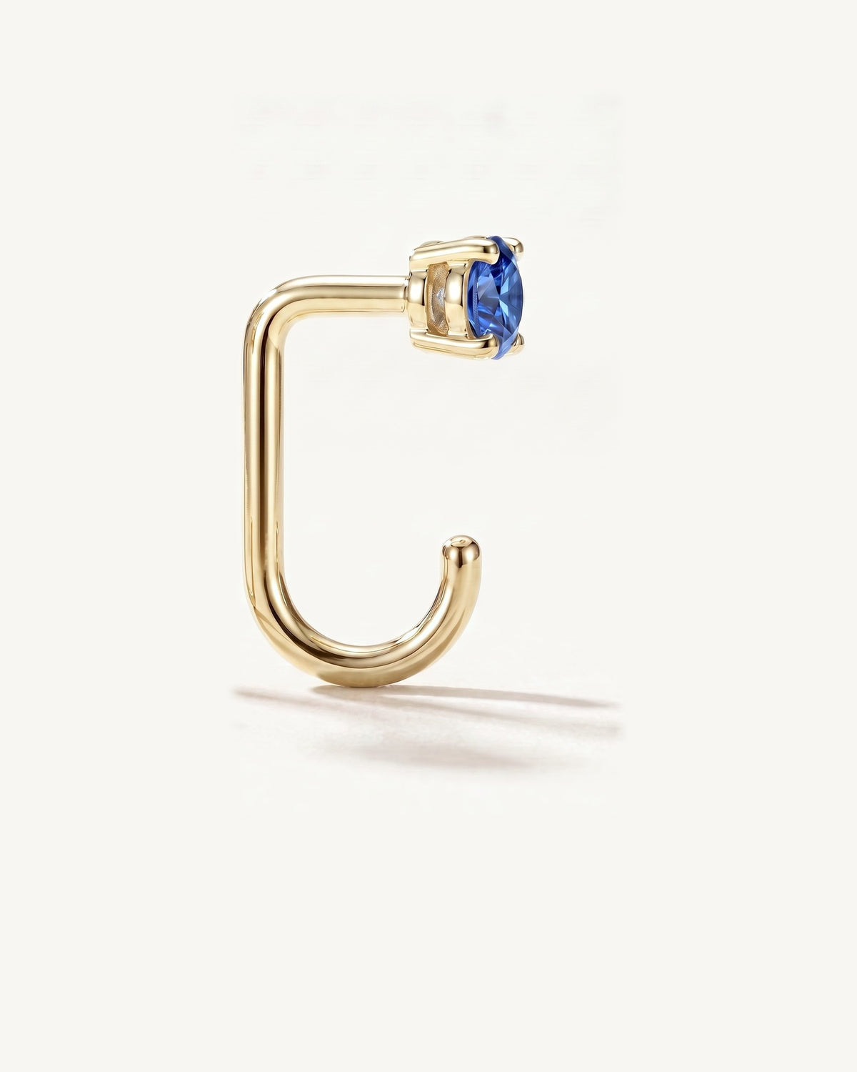 Blue Round Open Hoop, 18K Gold Vermeil, from the side, close up