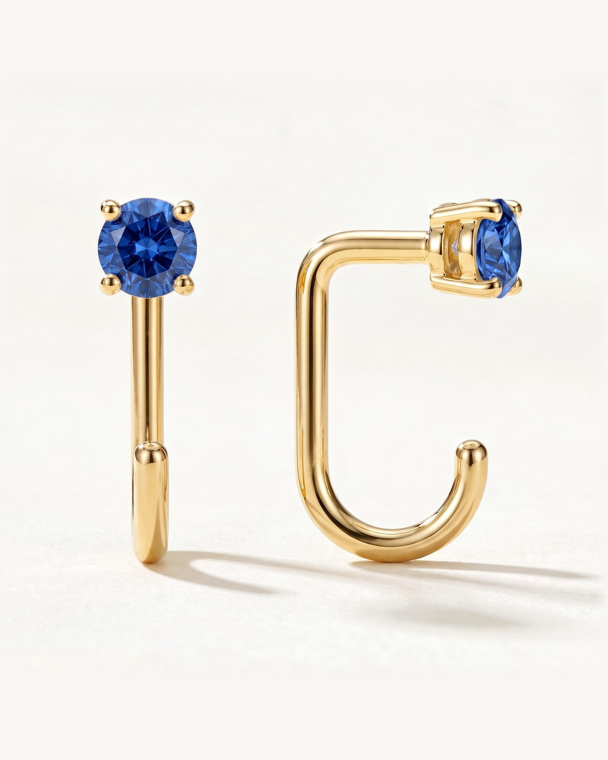 Blue Round Open Hoop, 18K Gold Vermeil, shown front and side