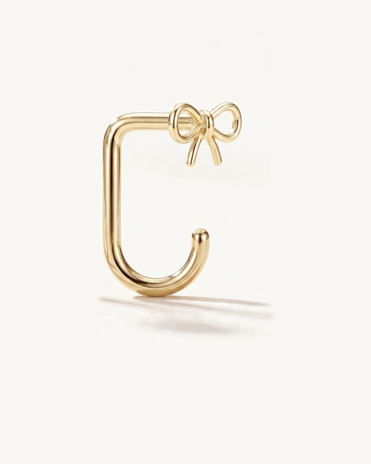 Bow Open Hoop, 18K Gold Vermeil, from the side, close up