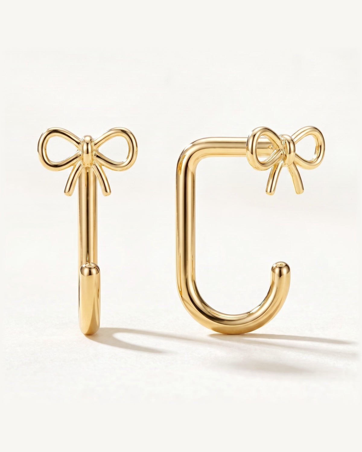 Bow Open Hoop, 18K Gold Vermeil, shown front and side