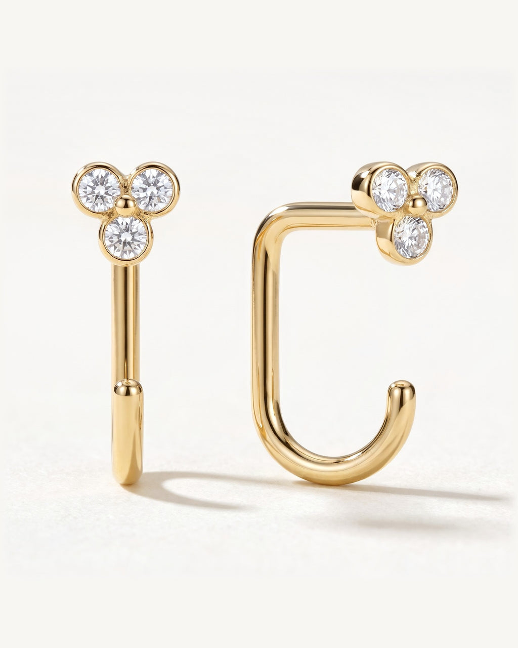 Clear Cluster Open Hoop, 18K Gold Vermeil, shown front and side