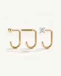 Clear Round, Bar and Ball, 18K Gold Vermeil, the three pieces side by side
