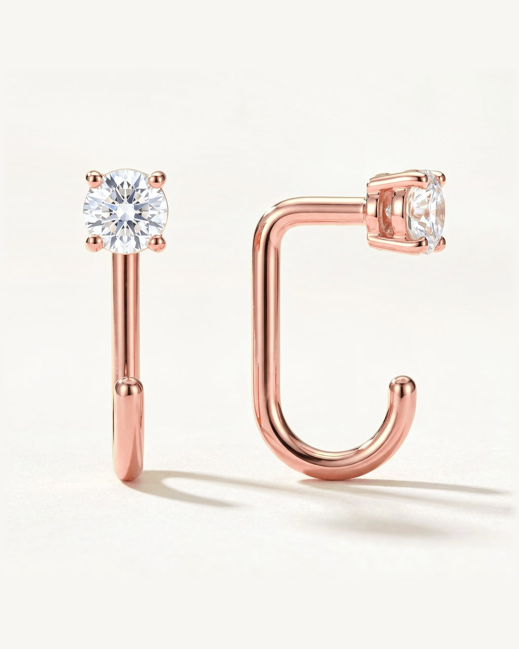 Clear Round Open Hoop, 18K Rose Gold Vermeil, shown front and side