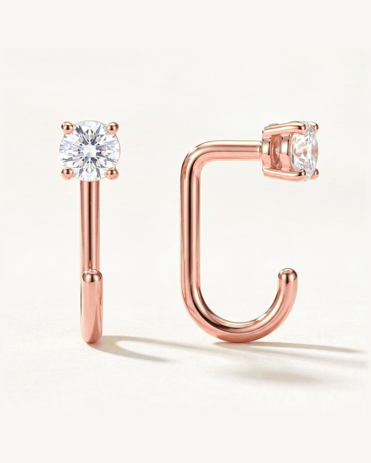 Clear Round Open Hoop, 18K Rose Gold Vermeil, shown front and side