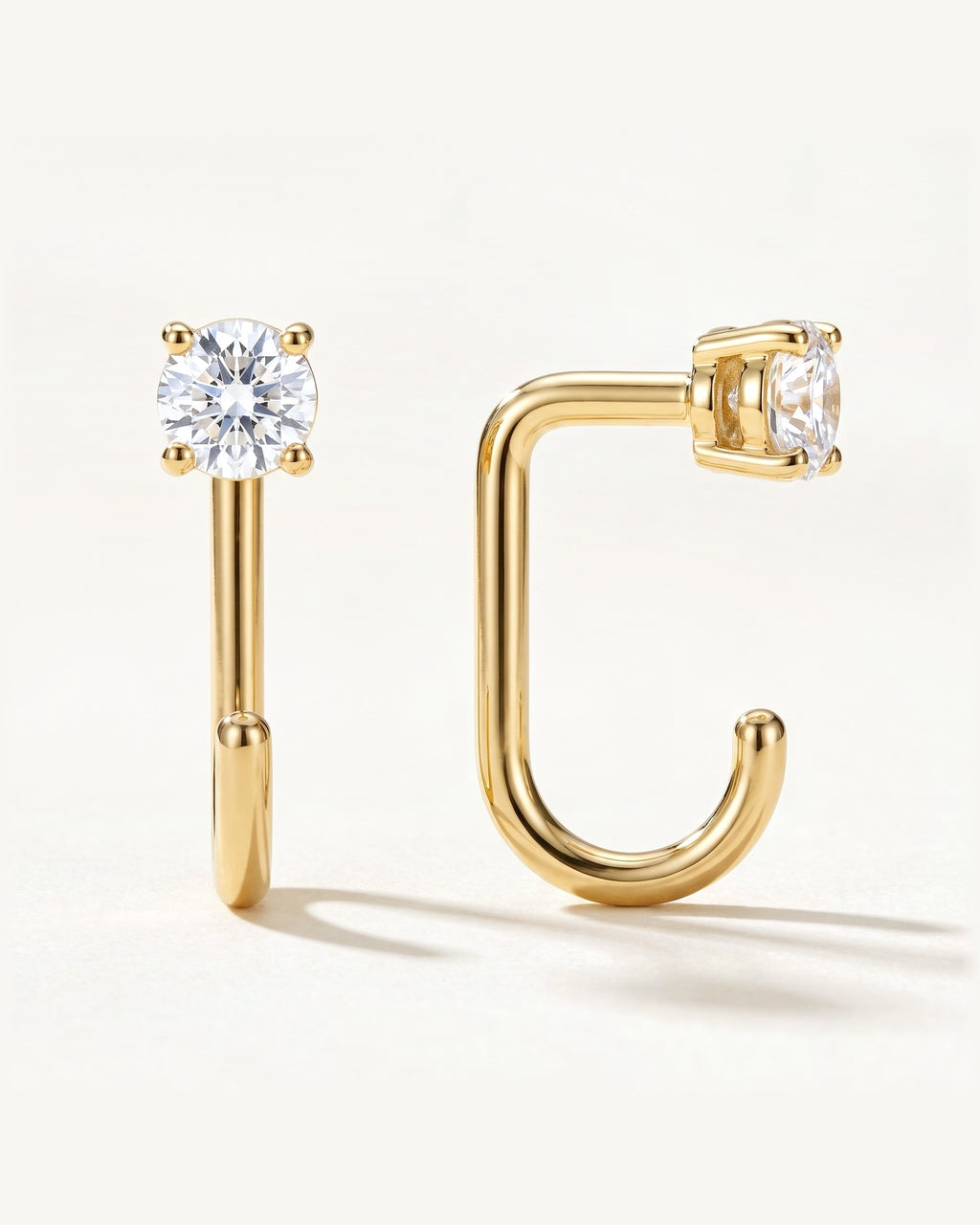 Clear Round Open Hoop, 18K Gold Vermeil, shown front and side