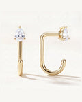 Clear Teardrop Open Hoop, 18K Gold Vermeil, shown front and side