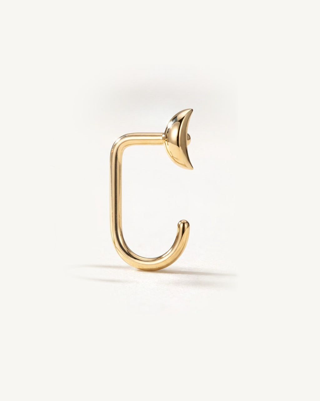 Crescent Open Hoop, 18K Gold Vermeil, from the side, close up
