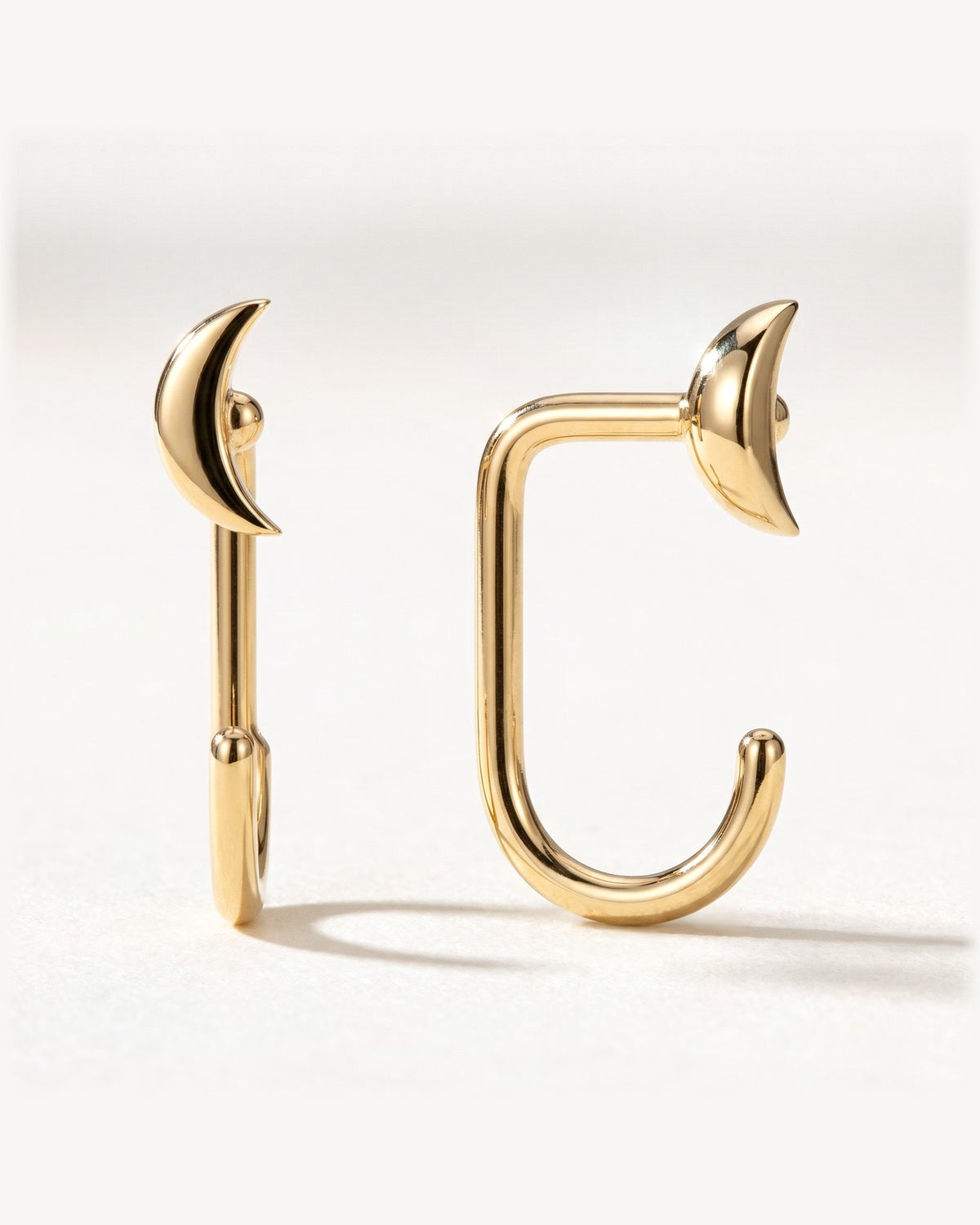 Crescent Open Hoop, 18K Gold Vermeil, shown front and side