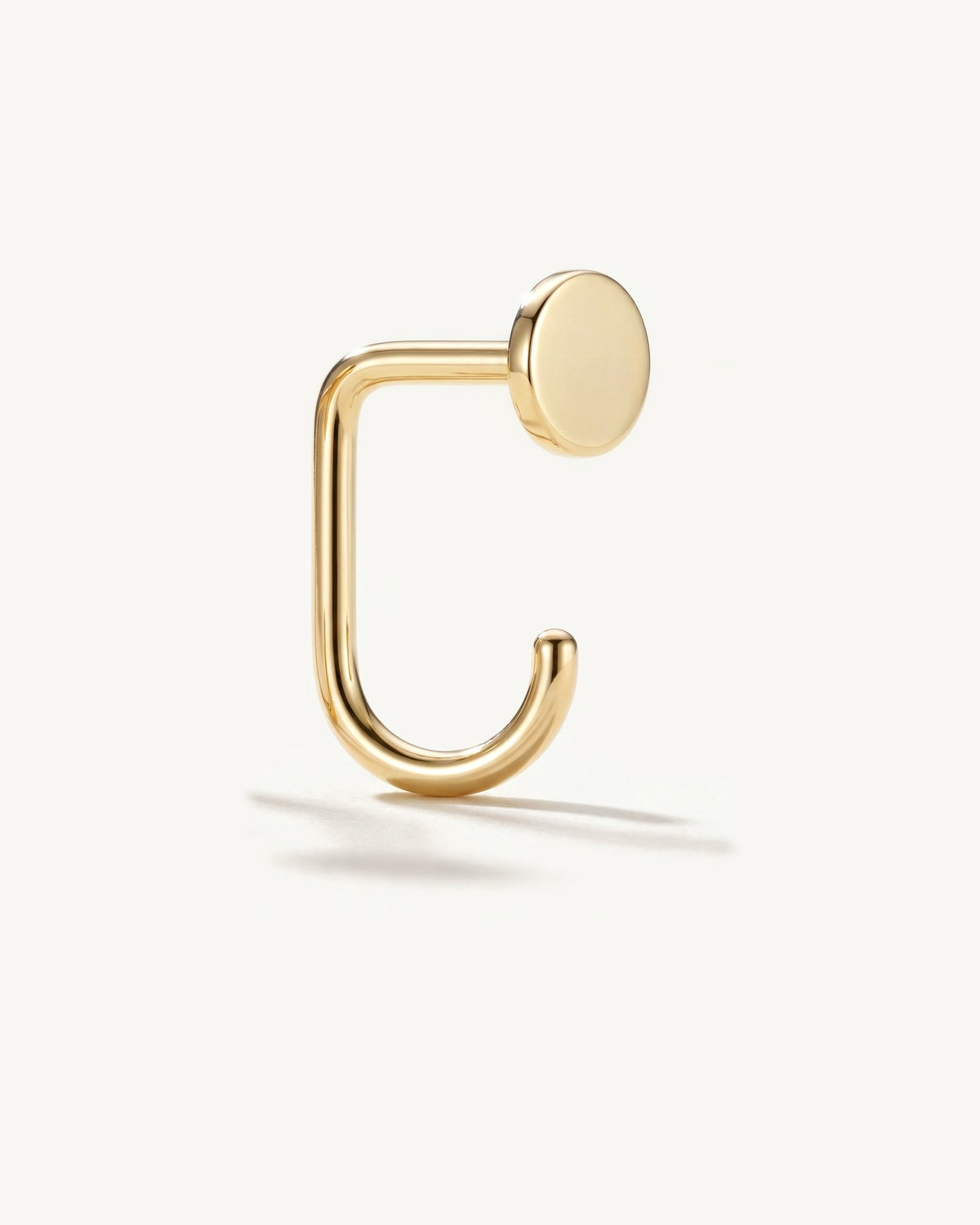 Disc Open Hoop, 18K Gold Vermeil, from the side, close up