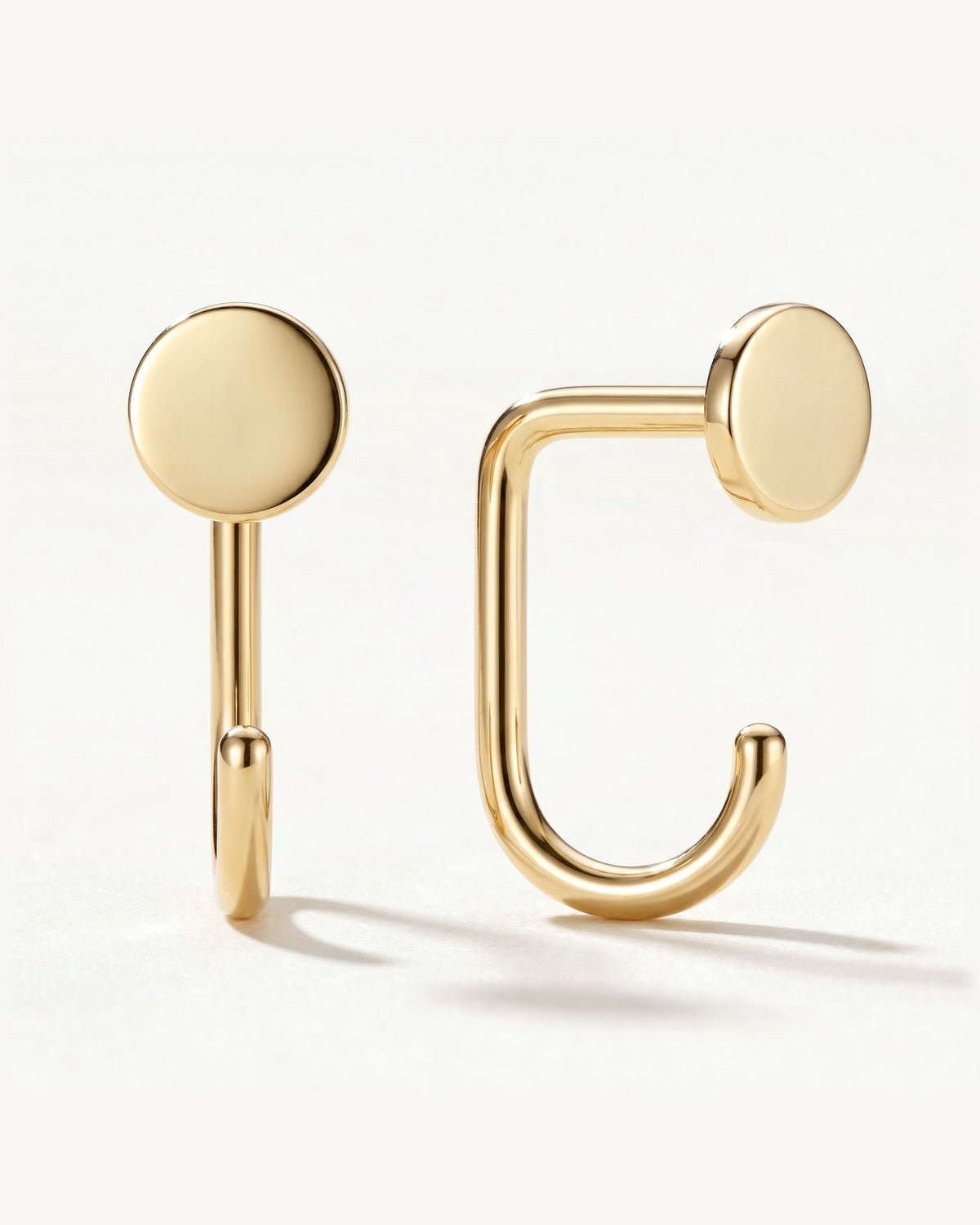 Disc Open Hoop, 18K Gold Vermeil, shown front and side