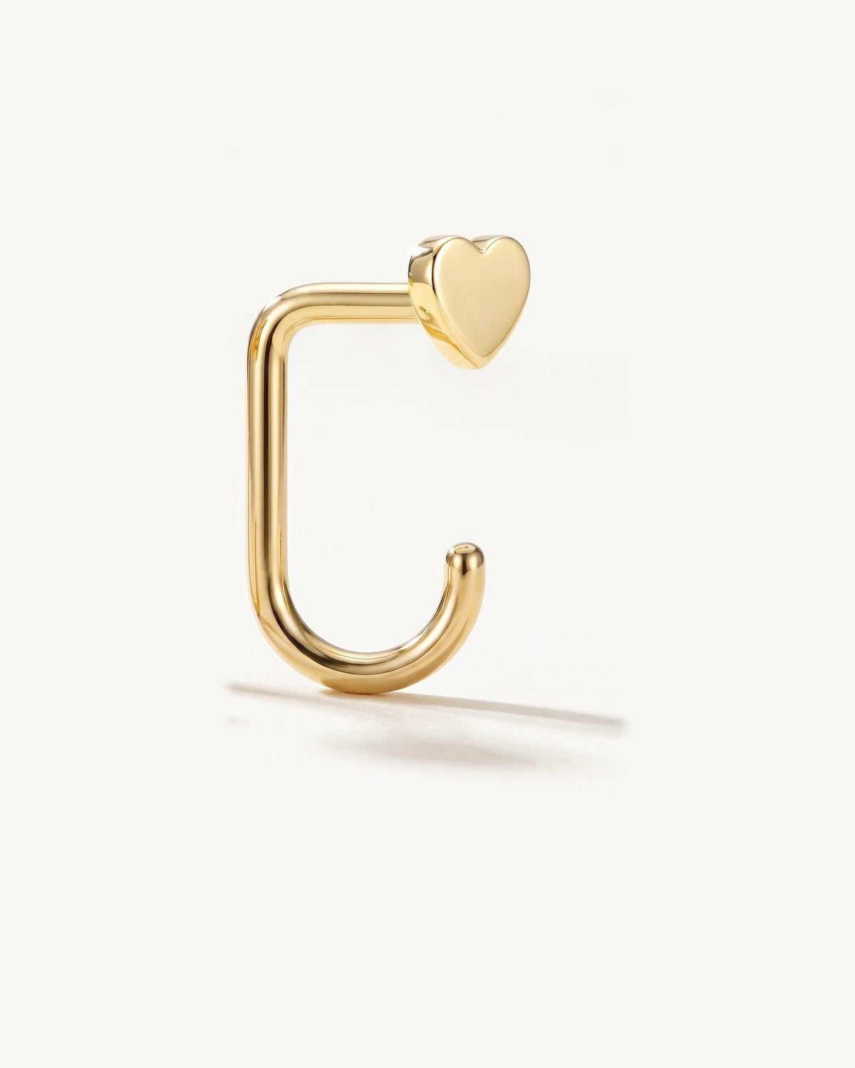 Heart Open Hoop, 18K Gold Vermeil, from the side, close up