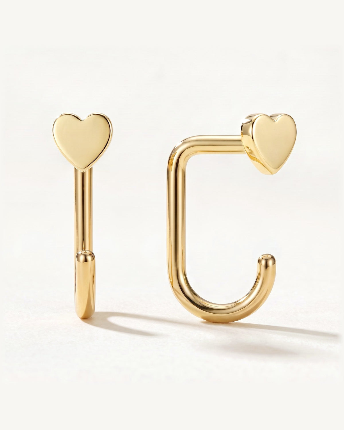Heart Open Hoop, 18K Gold Vermeil, shown front and side