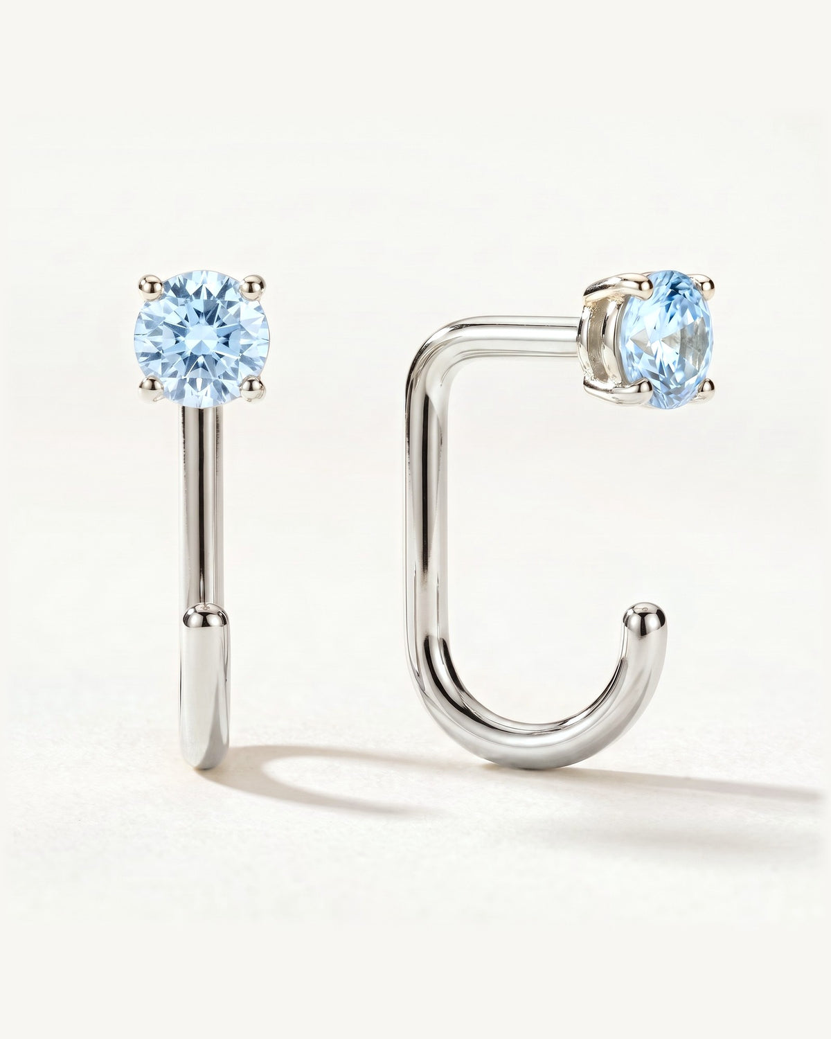 Light Blue Round Open Hoop, Sterling Silver, shown front and side