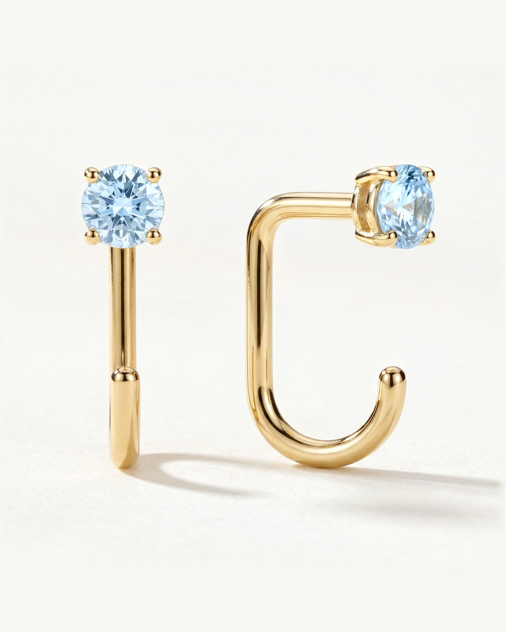 Light Blue Round Open Hoop, 18K Gold Vermeil, shown front and side
