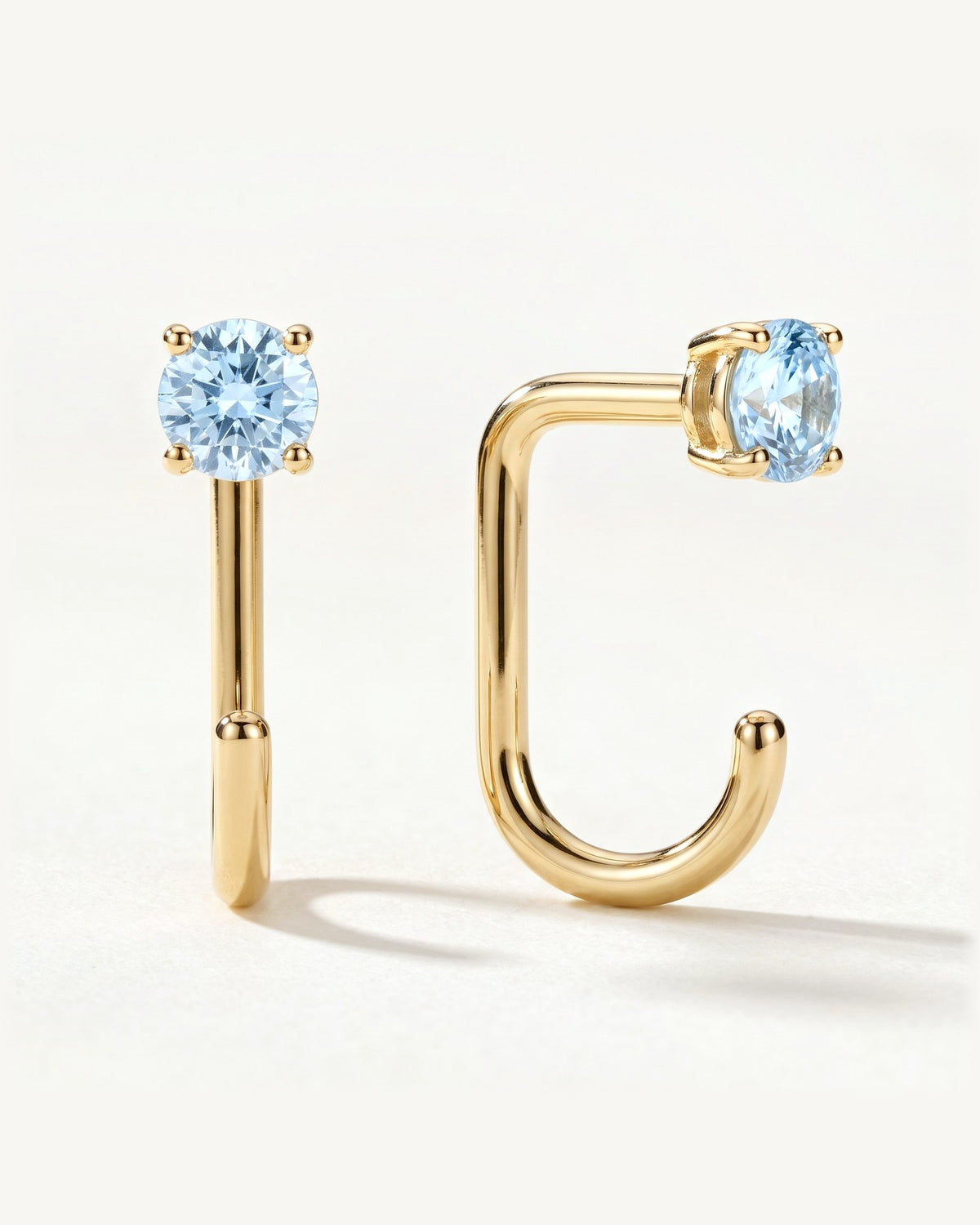 Light Blue Round Open Hoop, 18K Gold Vermeil, shown front and side