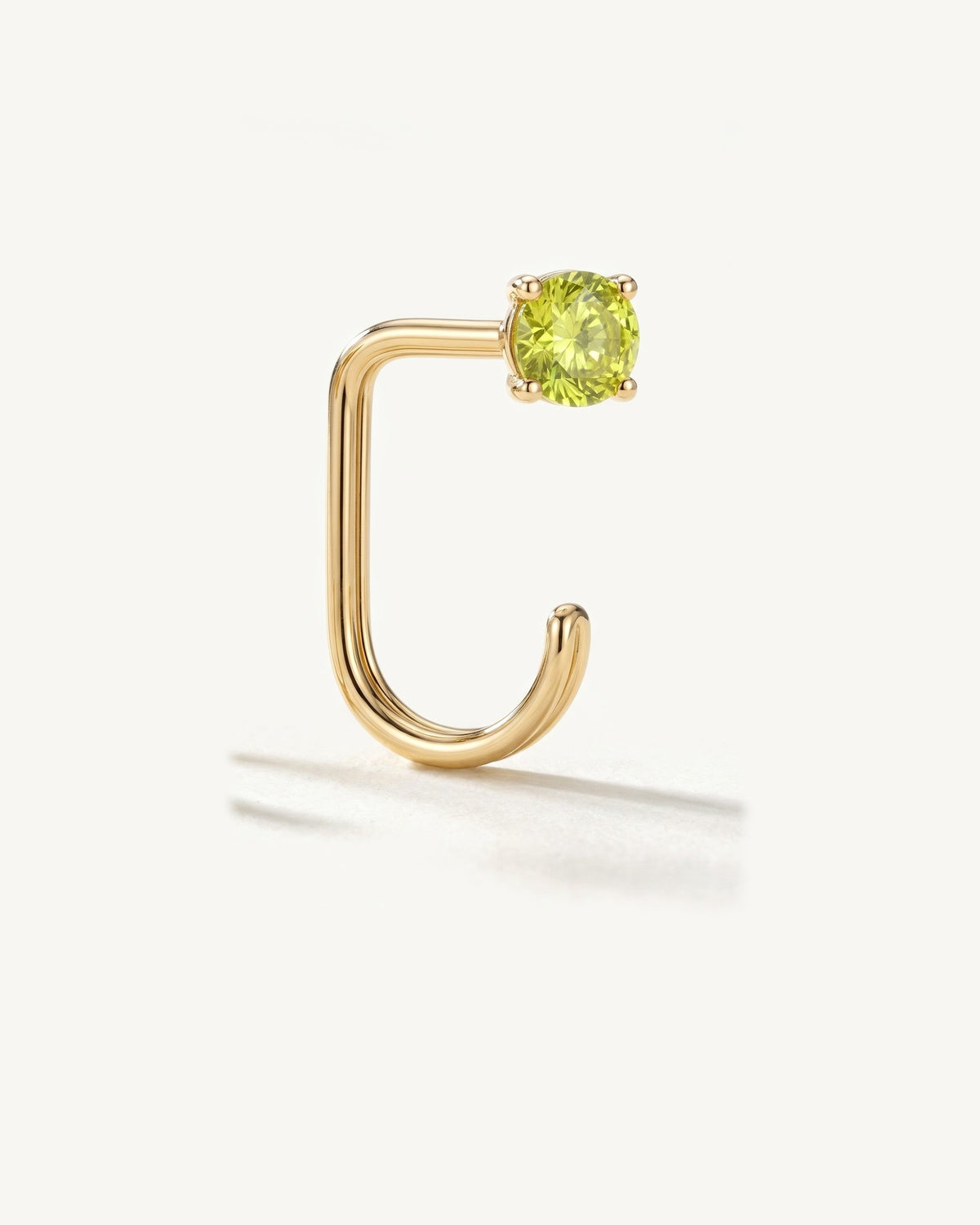 Lime Round Open Hoop, 18K Gold Vermeil, from the side, close up