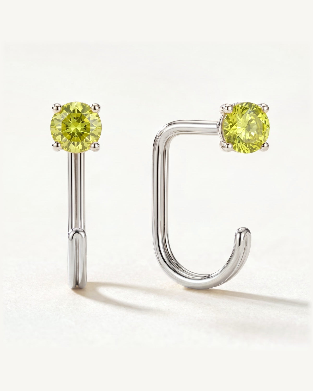 Lime Round Open Hoop, Sterling Silver, shown front and side