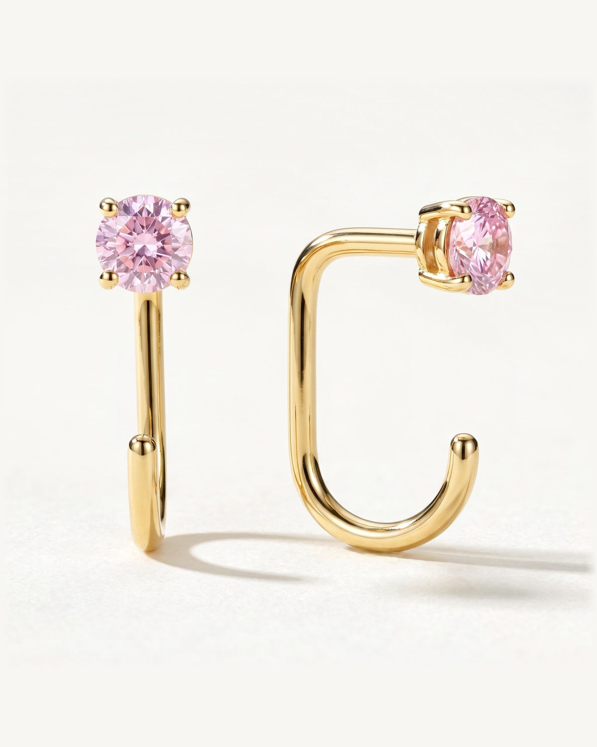 Pink Round Open Hoop, 18K Gold Vermeil, shown front and side