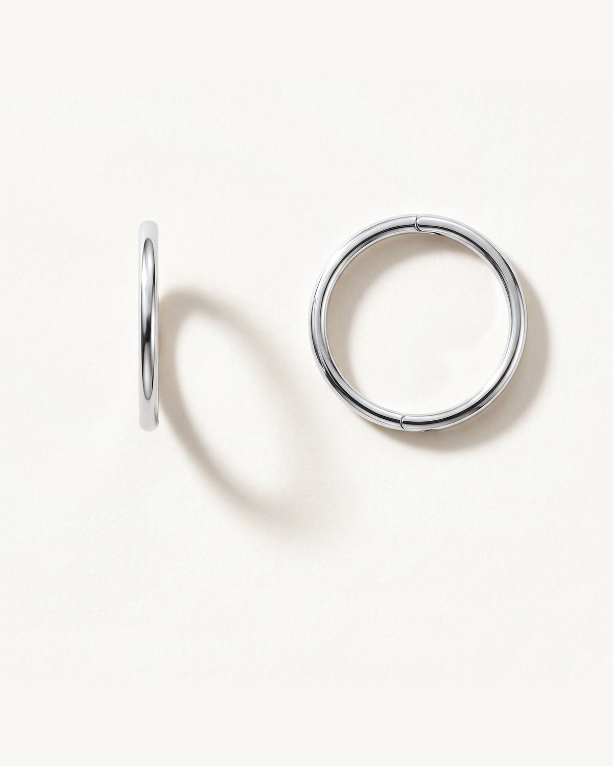Plain Huggie, Sterling Silver, shown front and side