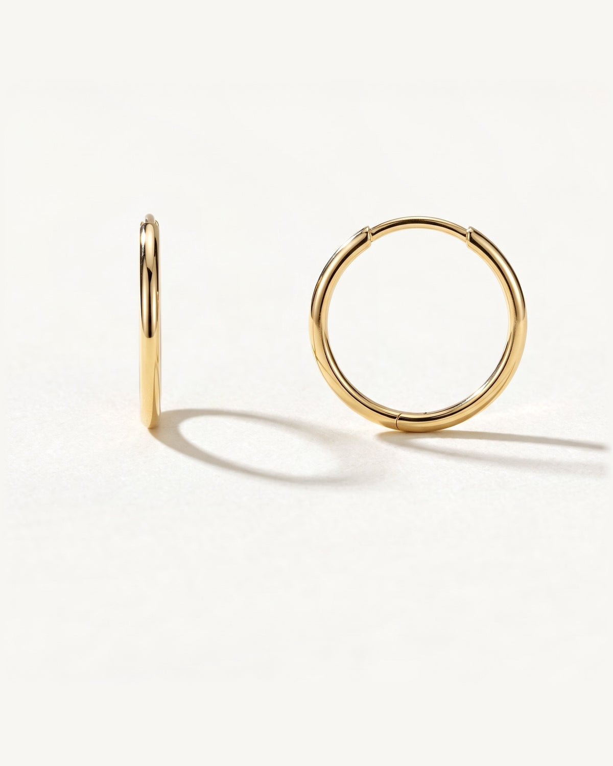 Plain Huggie, 18K Gold Vermeil, shown front and side