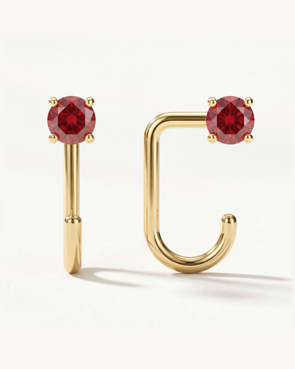 Red Round Open Hoop, 18K Gold Vermeil, shown front and side