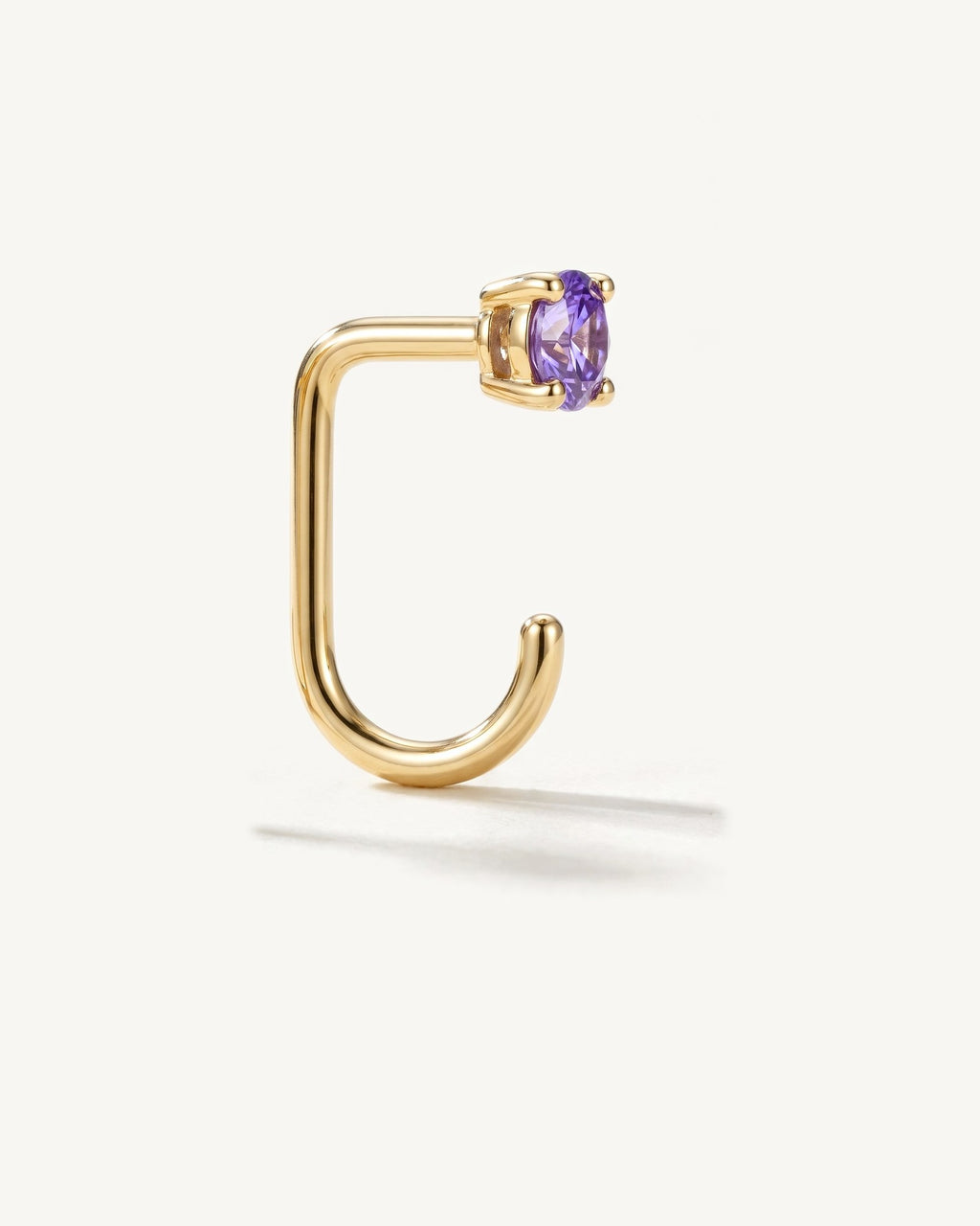 Violet Round Open Hoop, 18K Gold Vermeil, from the side, close up