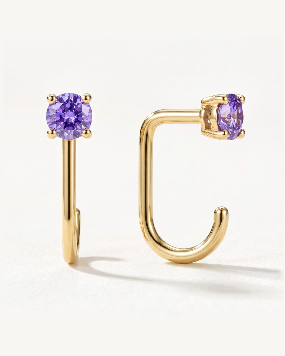 Violet Round Open Hoop, 18K Gold Vermeil, shown front and side